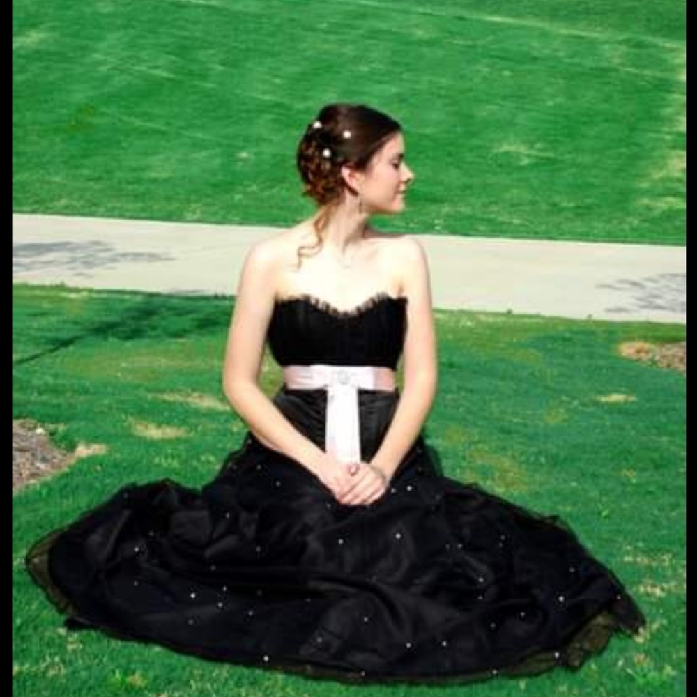 Flip Dress: Black, pink bow, sparkles